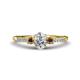 1 - Arista Classic Oval Cut Diamond and Round Smoky Quartz Three Stone Engagement Ring 