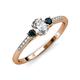 3 - Arista Classic Oval Cut Diamond and Round London Blue Topaz Three Stone Engagement Ring 
