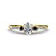 1 - Arista Classic Oval Cut White Diamond and Round Black Diamond Three Stone Engagement Ring 