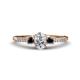1 - Arista Classic Oval Cut White Diamond and Round Black Diamond Three Stone Engagement Ring 