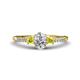 1 - Arista Classic Oval Cut White Diamond and Round Yellow Diamond Three Stone Engagement Ring 
