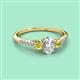 2 - Arista Classic Oval Cut White Diamond and Round Yellow Diamond Three Stone Engagement Ring 