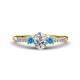 1 - Arista Classic Oval Cut Diamond and Round Blue Topaz Three Stone Engagement Ring 
