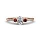 1 - Arista Classic Oval Cut Diamond and Round Red Garnet Three Stone Engagement Ring 