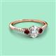 2 - Arista Classic Oval Cut Diamond and Round Red Garnet Three Stone Engagement Ring 