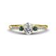 1 - Arista Classic Oval Cut Diamond and Round Lab Created Alexandrite Three Stone Engagement Ring 