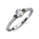 3 - Arista Classic Oval Cut Diamond and Round Smoky Quartz Three Stone Engagement Ring 