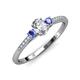 3 - Arista Classic Oval Cut Diamond and Round Tanzanite Three Stone Engagement Ring 