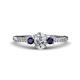 1 - Arista Classic Oval Cut Diamond and Round Blue Sapphire Three Stone Engagement Ring 