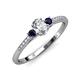 3 - Arista Classic Oval Cut Diamond and Round Blue Sapphire Three Stone Engagement Ring 