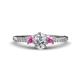 1 - Arista Classic Oval Cut Diamond and Round Pink Sapphire Three Stone Engagement Ring 