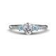 1 - Arista Classic Oval Cut Diamond and Round Aquamarine Three Stone Engagement Ring 