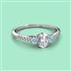 2 - Arista Classic Oval Cut Diamond and Round Aquamarine Three Stone Engagement Ring 