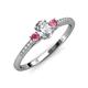 3 - Arista Classic Oval Cut Diamond and Round Pink Tourmaline Three Stone Engagement Ring 
