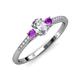 3 - Arista Classic Oval Cut Diamond and Round Amethyst Three Stone Engagement Ring 