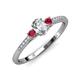 3 - Arista Classic Oval Cut Diamond and Round Ruby Three Stone Engagement Ring 