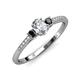 3 - Arista Classic Oval Cut White Diamond and Round Black Diamond Three Stone Engagement Ring 