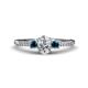 1 - Arista Classic Oval Cut White Diamond and Round Blue Diamond Three Stone Engagement Ring 