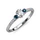 3 - Arista Classic Oval Cut White Diamond and Round Blue Diamond Three Stone Engagement Ring 