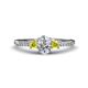 1 - Arista Classic Oval Cut White Diamond and Round Yellow Diamond Three Stone Engagement Ring 