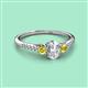 2 - Arista Classic Oval Cut White Diamond and Round Yellow Diamond Three Stone Engagement Ring 