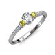 3 - Arista Classic Oval Cut White Diamond and Round Yellow Diamond Three Stone Engagement Ring 