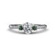 1 - Arista Classic Oval Cut Diamond and Round Lab Created Alexandrite Three Stone Engagement Ring 