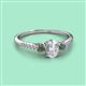 2 - Arista Classic Oval Cut Diamond and Round Lab Created Alexandrite Three Stone Engagement Ring 