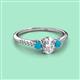 2 - Arista Classic Oval Cut Diamond and Round Turquoise Three Stone Engagement Ring 
