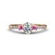 1 - Arista Classic Oval Cut Lab Grown Diamond and Round Pink Sapphire Three Stone Engagement Ring 