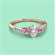 2 - Arista Classic Oval Cut Lab Grown Diamond and Round Pink Sapphire Three Stone Engagement Ring 