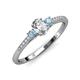3 - Arista Classic Oval Cut Lab Grown Diamond and Round Aquamarine Three Stone Engagement Ring 