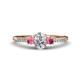 1 - Arista Classic Oval Cut Lab Grown Diamond and Round Pink Tourmaline Three Stone Engagement Ring 