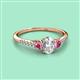 2 - Arista Classic Oval Cut Lab Grown Diamond and Round Pink Tourmaline Three Stone Engagement Ring 
