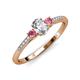 3 - Arista Classic Oval Cut Lab Grown Diamond and Round Pink Tourmaline Three Stone Engagement Ring 