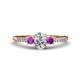 1 - Arista Classic Oval Cut Lab Grown Diamond and Round Amethyst Three Stone Engagement Ring 