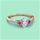 2 - Arista Classic Oval Cut Lab Grown Diamond and Round Amethyst Three Stone Engagement Ring 