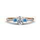 1 - Arista Classic Oval Cut Lab Grown Diamond and Round Blue Topaz Three Stone Engagement Ring 