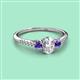 2 - Arista Classic Oval Cut Lab Grown Diamond and Round Iolite Three Stone Engagement Ring 