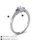 4 - Arista Classic Oval Cut Lab Grown Diamond and Round Iolite Three Stone Engagement Ring 