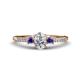 1 - Arista Classic Oval Cut Lab Grown Diamond and Round Iolite Three Stone Engagement Ring 