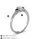 4 - Arista Classic Oval Cut Lab Grown Diamond and Round Red Garnet Three Stone Engagement Ring 