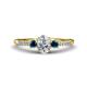 1 - Arista Classic Oval Cut Lab Grown Diamond and Round Blue Diamond Three Stone Engagement Ring 