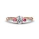 1 - Arista Classic Oval Cut Lab Grown Diamond and Round Rhodolite Garnet Three Stone Engagement Ring 