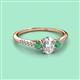 2 - Arista Classic Oval Cut Lab Grown Diamond and Round Emerald Three Stone Engagement Ring 