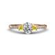 1 - Arista Classic Oval Cut Lab Grown Diamond and Round Yellow Sapphire Three Stone Engagement Ring 