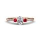 1 - Arista Classic Oval Cut Lab Grown Diamond and Round Ruby Three Stone Engagement Ring 
