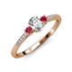 3 - Arista Classic Oval Cut Lab Grown Diamond and Round Ruby Three Stone Engagement Ring 
