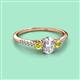 2 - Arista Classic Oval Cut Lab Grown Diamond and Round Yellow Diamond Three Stone Engagement Ring 