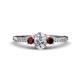 1 - Arista Classic Oval Cut Lab Grown Diamond and Round Red Garnet Three Stone Engagement Ring 